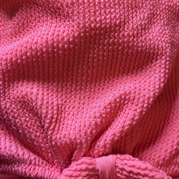 Girls Cat & Jack Textured Seersucker Tie Front Bikini Coral size L (10/12) - Picture 4 of 4